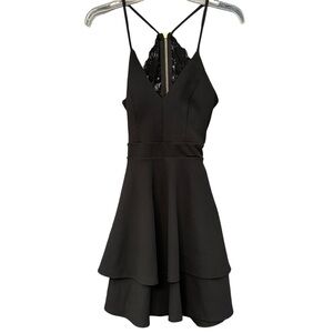 B Darlin Black Lace Back Tiered Mini Dress 1/2